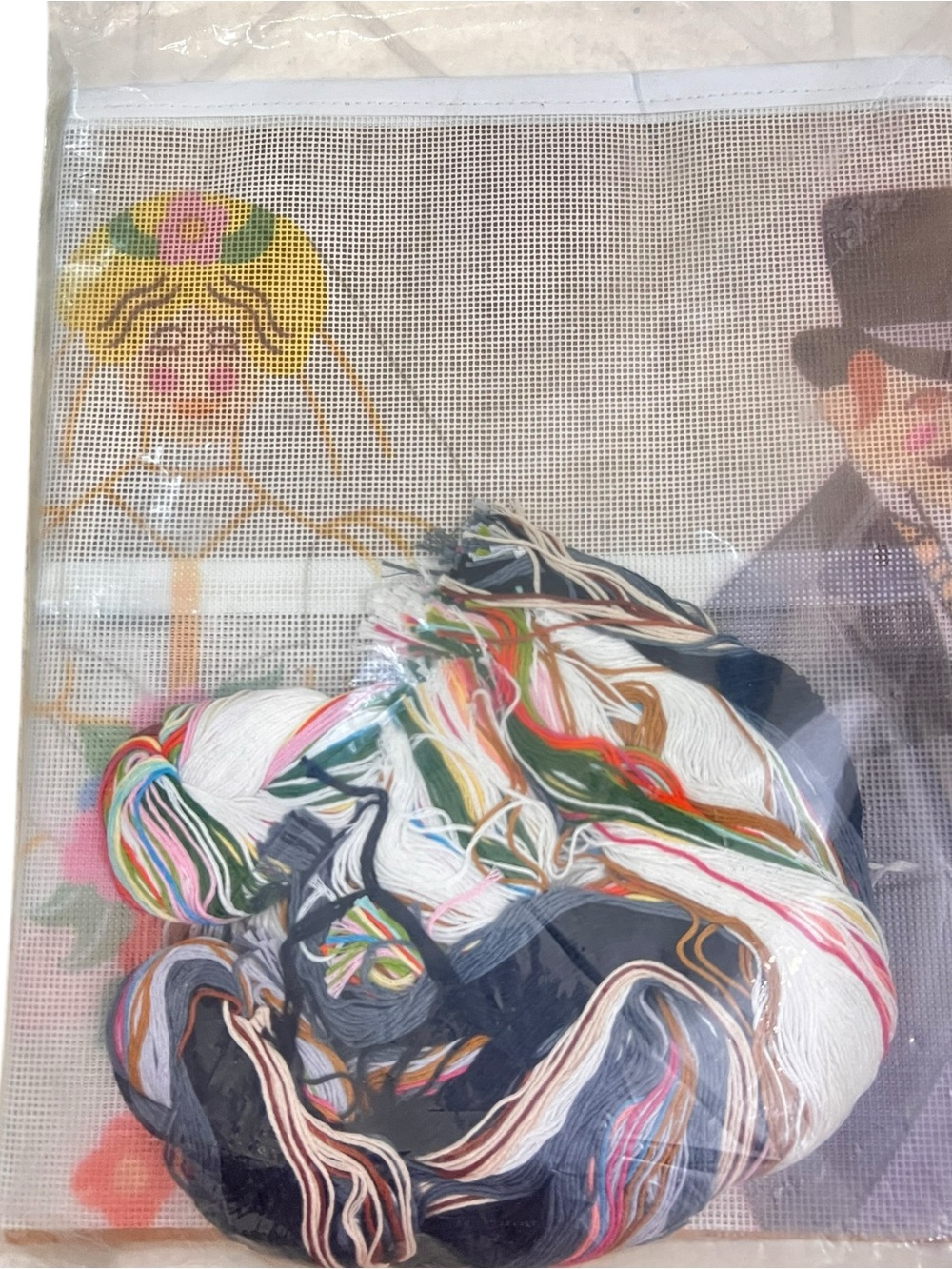 Vintage Candamar Designs 70s Needlepoint Kit Bride And Groom 17” Tall - Picture 10 of 10